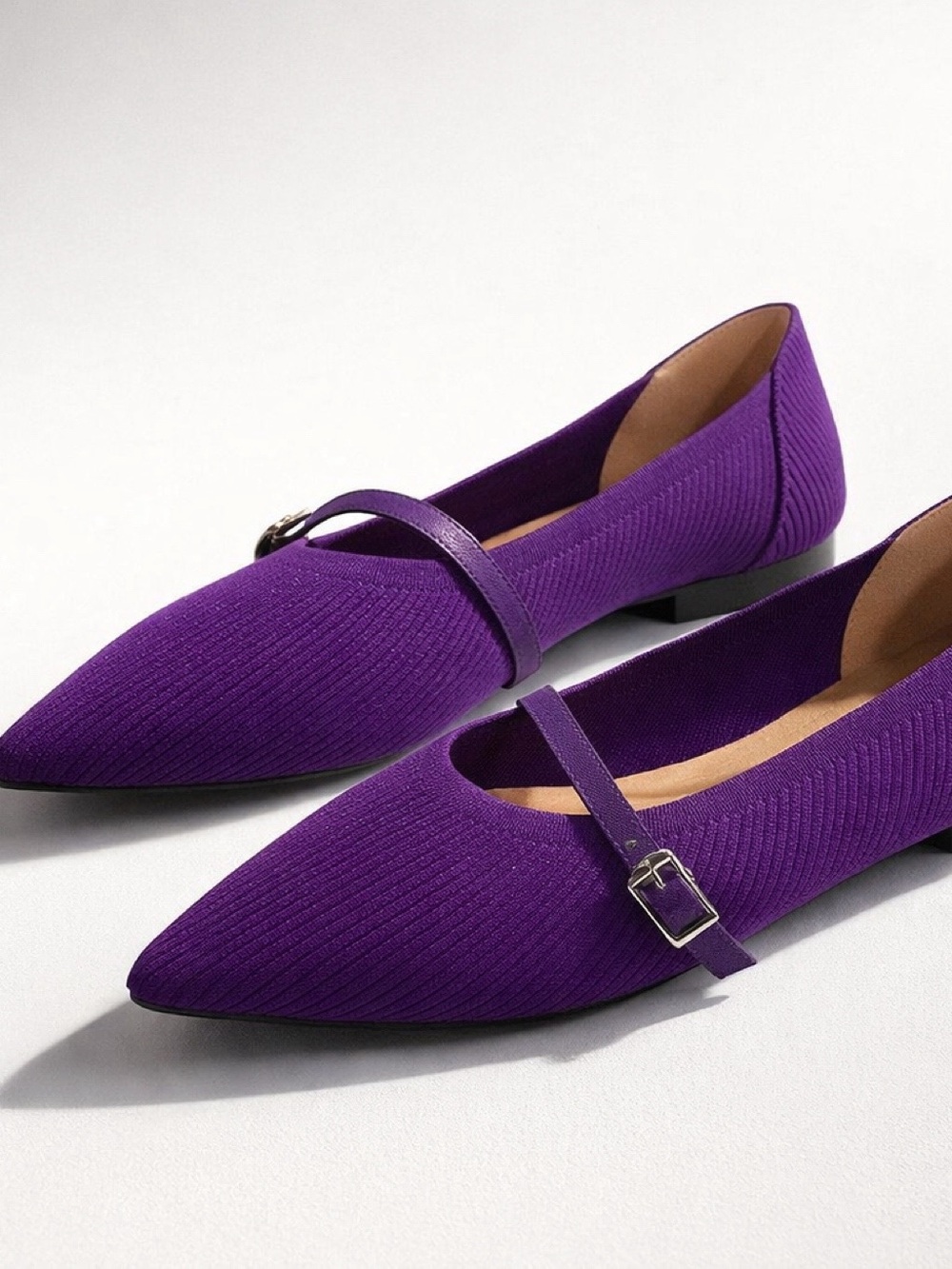 Purple Pointed Mary Jane Flats